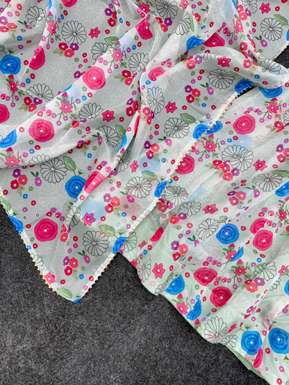 Lightweight Organza Floral Anarkali Suit Set