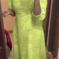 Fluorescent Green  Chikankari Pakistani Royal Hakuba Designer Ready to Wear One Piece Tunic Dress