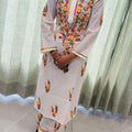 Fusion Elegance: Lucknowi Embroidered Dobby Cotton Kurta Set