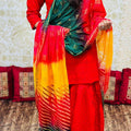 Fusion Traditional Red 2 Chikan Elegance Sequins Sharara Set
