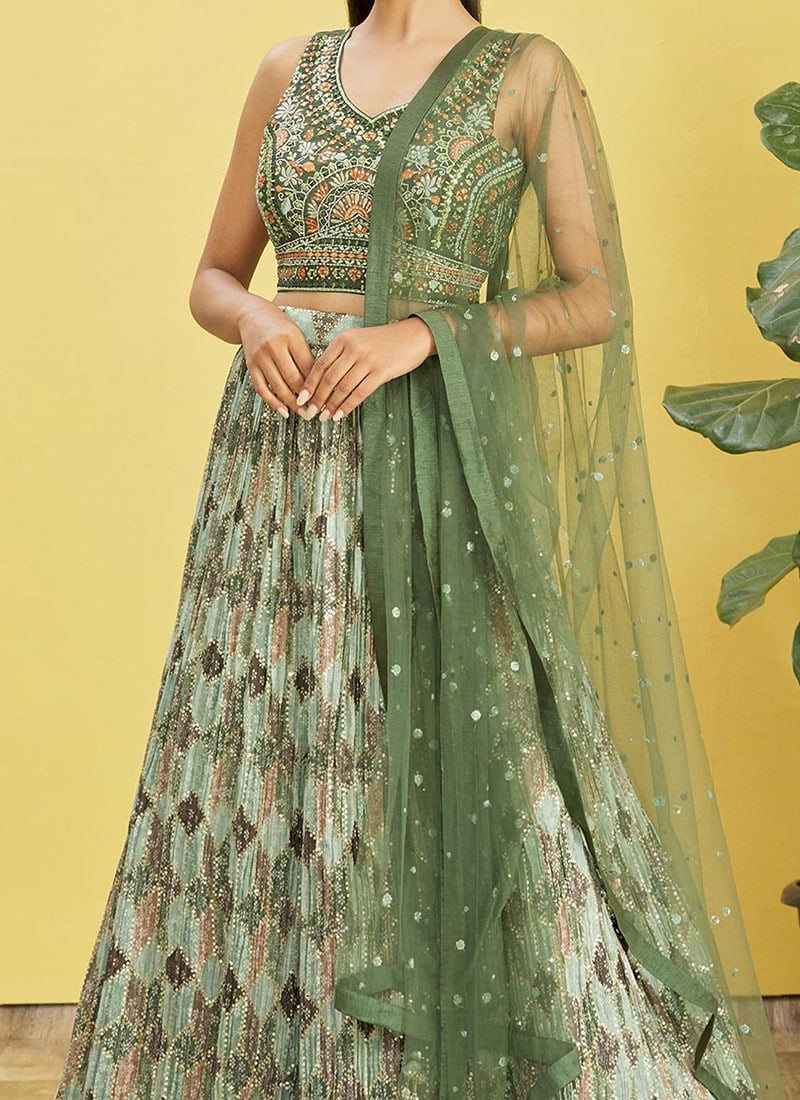 Classic Green Wedding Guest Party Wear Lehenga Choli