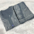 Gray Georgette Chikankari Buti Jaal Kurti Sharara Set can be worn with Jeans