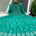 Green 56" Kali Chikankari Anarkali with Inner