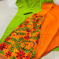 Green and Orange Sequined Splendor Chikankari Kurti and Patiala Salwar Set