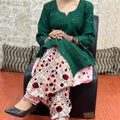 Green & Pink Elegant Phulkari Patiala Salwar & Chikankari Kameez Set