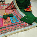Green Chikankari Kurta and Pallazo With Jutti and Beautiful Multicolor Pakistani Mirror Dupatta