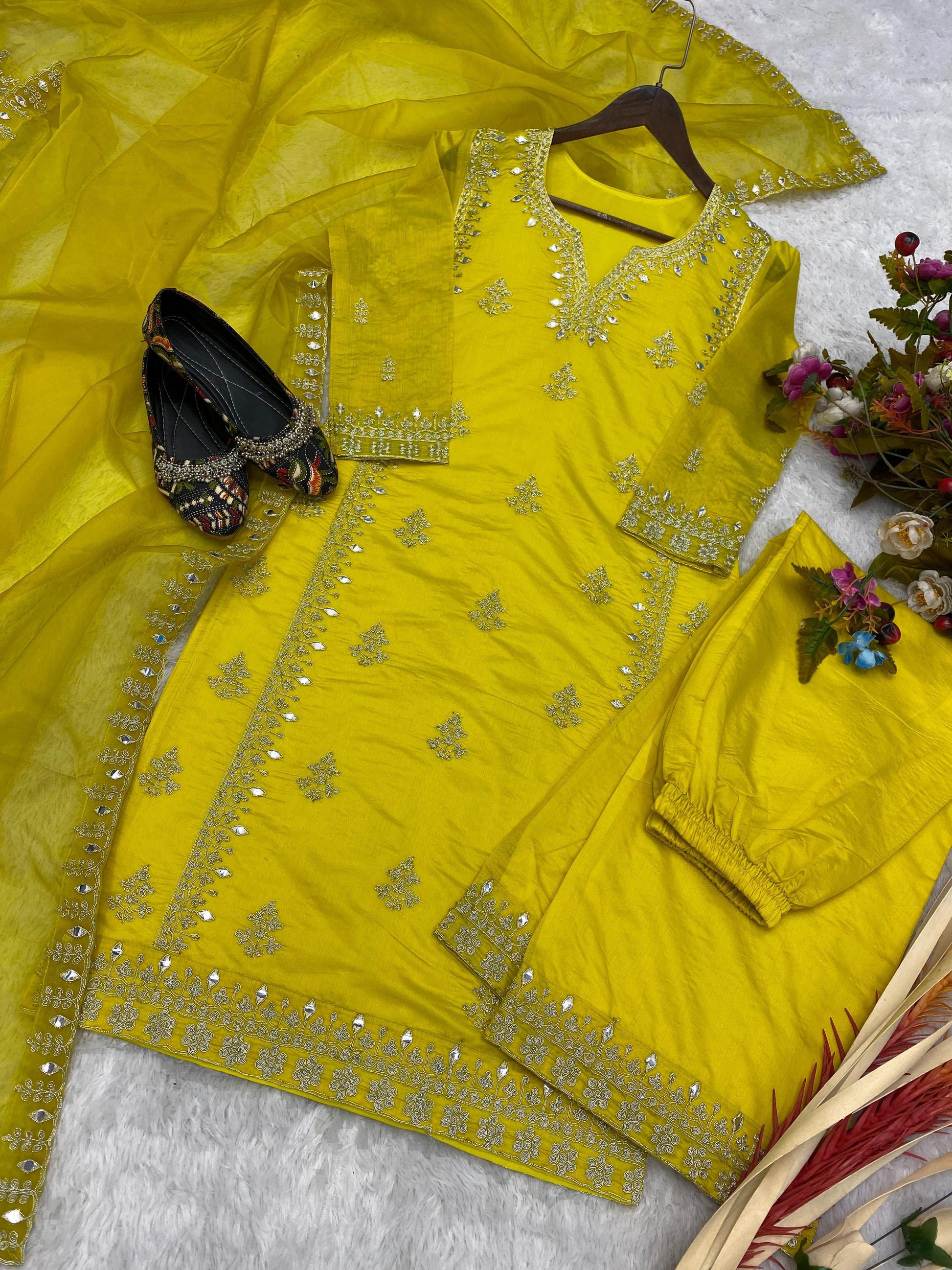 Green Color Designer Set Top Rajwadi Silk Salwar Kameez Ensemble - Inayakhan Shop 
