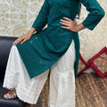 Green Cutwork Embroidered Kurti with Full Chikan Ghaara Set