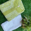 Green Exclusive Cotton Voile Chikankari Handwork Kurti with Pants