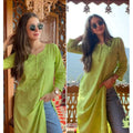 Green Exclusive Dyeable Dobby Cotton Kurti with Ghaspatti Work Pant Set