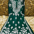 Green Exquisite Lucknowi Chikankari Modal Kurti with White Rayon Palazzo