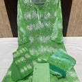 Green Groovy Reflections Tie Dye 3-Piece Chikankari Mirror Set with Inner Delight