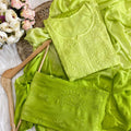 Green Handcrafted Soft Rayon 3-Piece Dyed Ombre Set