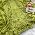 Green Karachi Splendor: Qureshiya Crocia Suit with Dupatta