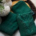 Green Luxe Chikankari Bliss: Premium Viscose Set with Sharara