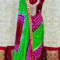 Green Maroon Radiant Bandhani Splendor Suit Set