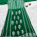 Green Party Wear Long Modal Heavy Chikankari Handwork A-Line Gown