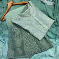 Green Radiant Reflections Ombré Booti Jaal Chikankari Set (INNER INCLUDED)