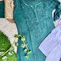 Green Rayon Quraishiya Button Kurta with Stunning Mukesh Embellishments