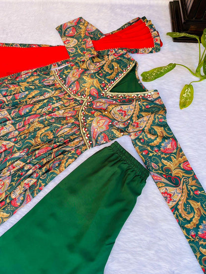 Green Red Boho Floral Special: Aliya Cut Dresses with Dupatta and Pant! 🌺🌺 - Inayakhan Shop 