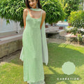 Green Viscose Strappy Chikankari Handwork Kurti , Viscose Sharara, Chiffon Dupatta