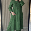 Green Lucknow Chikankari Rayon Kurta Palazzo Co-ord Set with Tone-to-Tone Hand Embroidery Plus Size