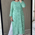Light Green Lucknowi Chikankari Rose Viscose Georgette Kurta Set