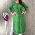 Green Exquisite Lucknow Chikankari Mukesh Work Kurti Set