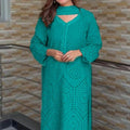 Teal Green Chikan Hakoba Designer Ready-to-Wear Suits Plus Sizes available
