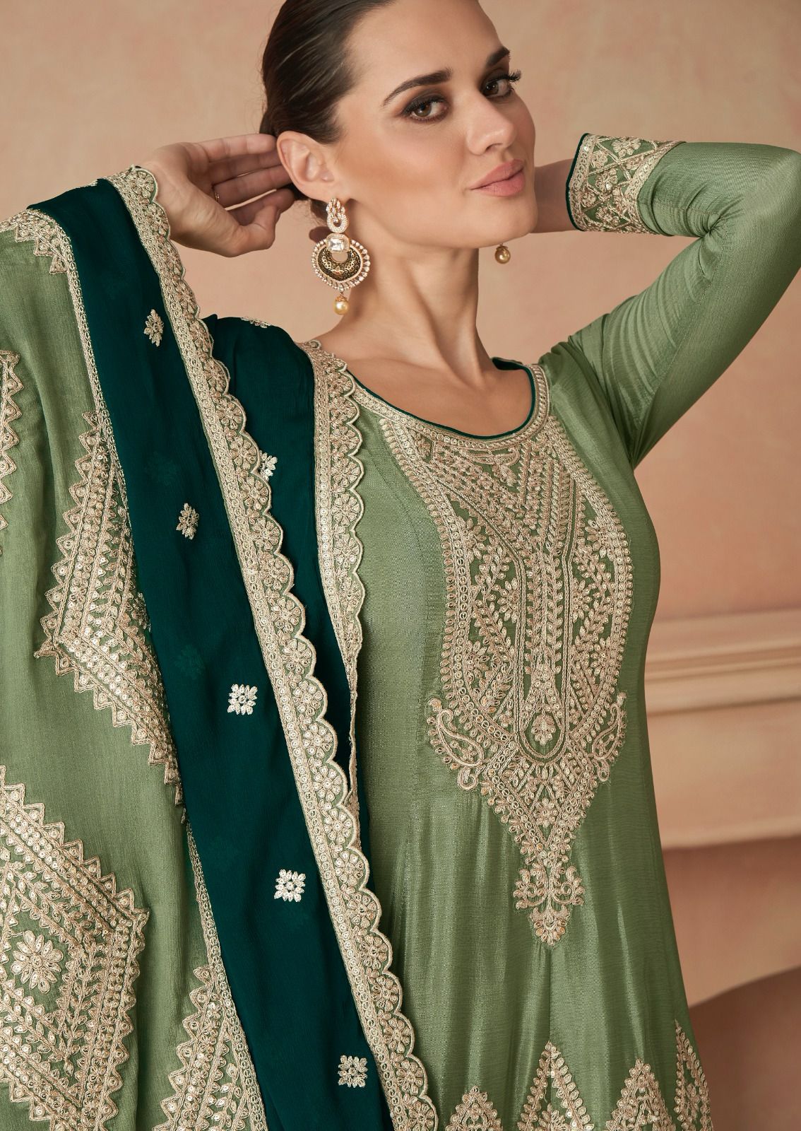 Green Designer Salwar Kameez with Dupatta