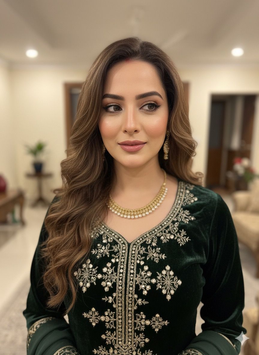 Emerald Luxe Velvet Shalwar Suit Set (Limited Stock)