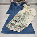 Grey Beautiful Embroidered Phulkari Kantha Salwar & Chikankari Kurti Set