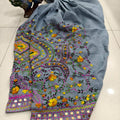 Grey Beautiful Embroidered Phulkari Kantha Salwar