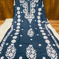 Grey Blue Lucknowi Chikankari Heavy Beautiful Latest Design Modal Kurti