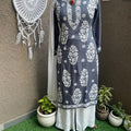 Grey Chikankari Modal Fabric Kurti, Sharara, and Dupatta Set Bada Boota Kurti