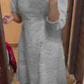 Grey Chikankari Pakistani Royal Hakuba Designer Ready to Wear One Piece Tunic Dress