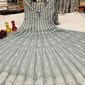 Grey Classic Lucknow Chikankari Anarkali Gown 56 inch Kali
