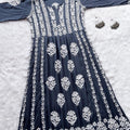 Grey Party Wear Long Modal Heavy Chikankari Handwork A-Line Gown
