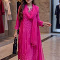 Hot Pink Ethereal  Chikankari Kurta Set (New)