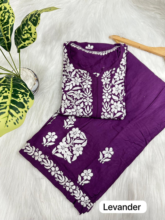 Lavendar 🌟 Chikankari Rayon Palazzo Set ✨ - Inayakhan Shop 