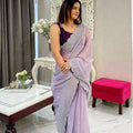 Lavendar Elegant Burburry Silk Saree with Sequins Work