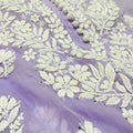 Lavendar Elegant Viscose Chikankari Work Kurti with 3D Fine Chikankari Handwork
