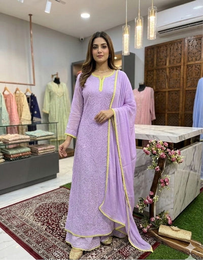 Lavendar Chikankari Elegance Ensemble (New)