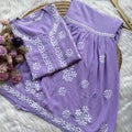 Lavendar Premium Kurti & Gharara Co-ord Set – Lucknow Chikankari Handwork