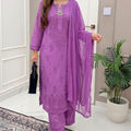 Lavendar Pink Ethereal Dyeable Modal Chikankari Kurta Set (New)