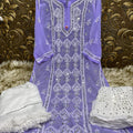 Lavendar Handcrafted Lucknow Chikankari Mirror Sharara Set
