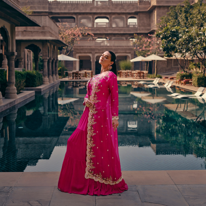 Pink Wedding Wear , Bridesmaid Lehenga Choli with Shrug