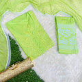 Lemon Green Chikankari Handwork Cotton Dyeable Set , Dobby Bundi Dupatta from Lucknow