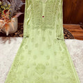 Lemon Green Exquisite 3D Handwork Modal Lucknow Chikankari Kurta Set
