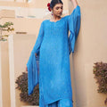 Light Blue Ethereal Viscose Bliss: Premium Heavy Jaal Work Viscose Plazzo Set